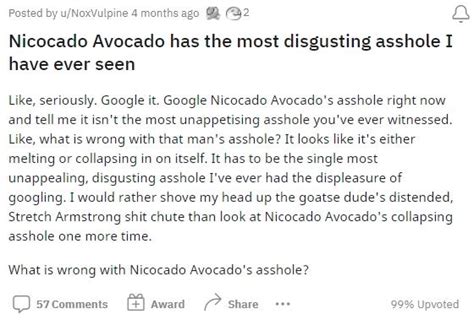 nickocado avocado asshole|Nicocado Avocado has the most disgusting asshole I have ever。